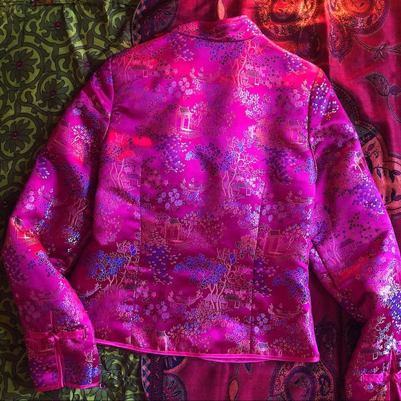 1994 Old Navy Hot Pink Asian Brocade Jacket - Picture 8 of 8